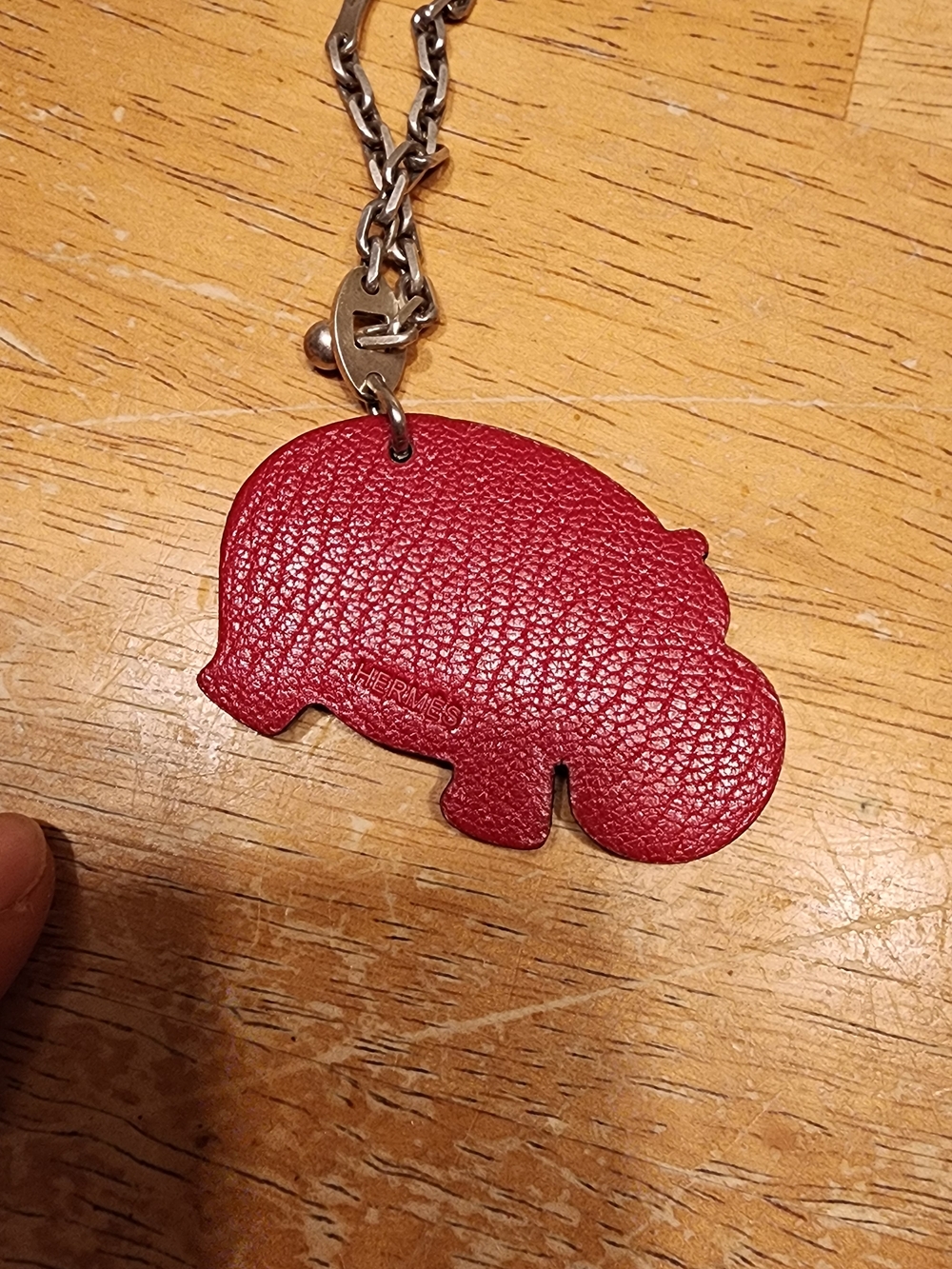 pre-owned Hermès Hippopotamus bag charm made of brown and red leather - Picture 5 of 9